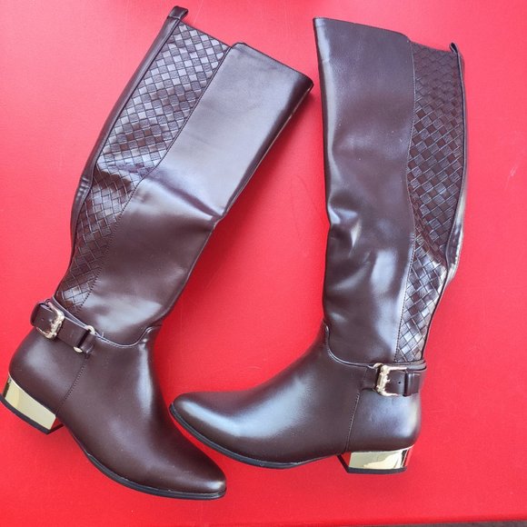 Sergio Bari brown women's knee-high boots size 5 NWB - Picture 1 of 11